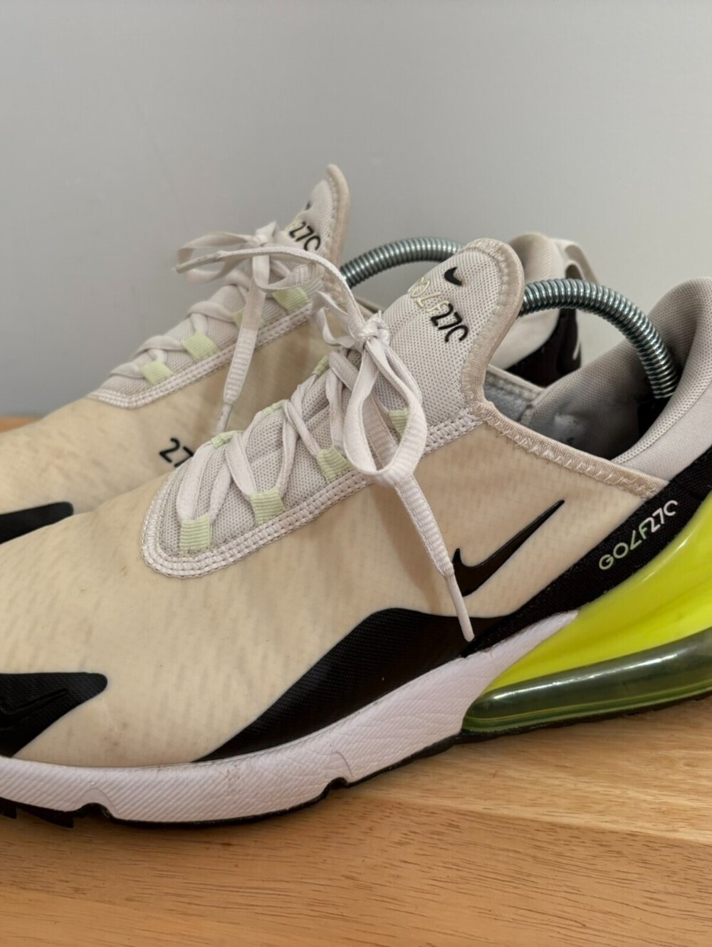 Nike Air Max 270 Golf Shoes White Black Lime Pure Platinum CK6483-105 Mens US 10